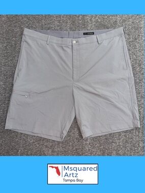 Greg Norman Golf Cargo Shorts Gray Performance Stretch Zipper Pockets Men 44